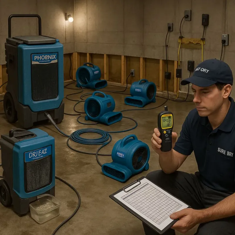 Structural Drying and Dehumidification process in Webster Groves, MO